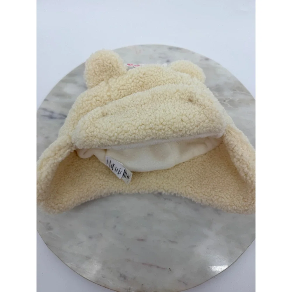 Nordstrom Baby Cream Faux Shearling Bear Ear Trapper Hat 12-24 Months NEW